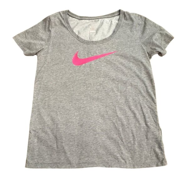 Nike Womens 'The Nike Tee' Dri-Fit short Sleeve T-Shirt-Gray-Size Medium-GUC - Picture 1 of 5